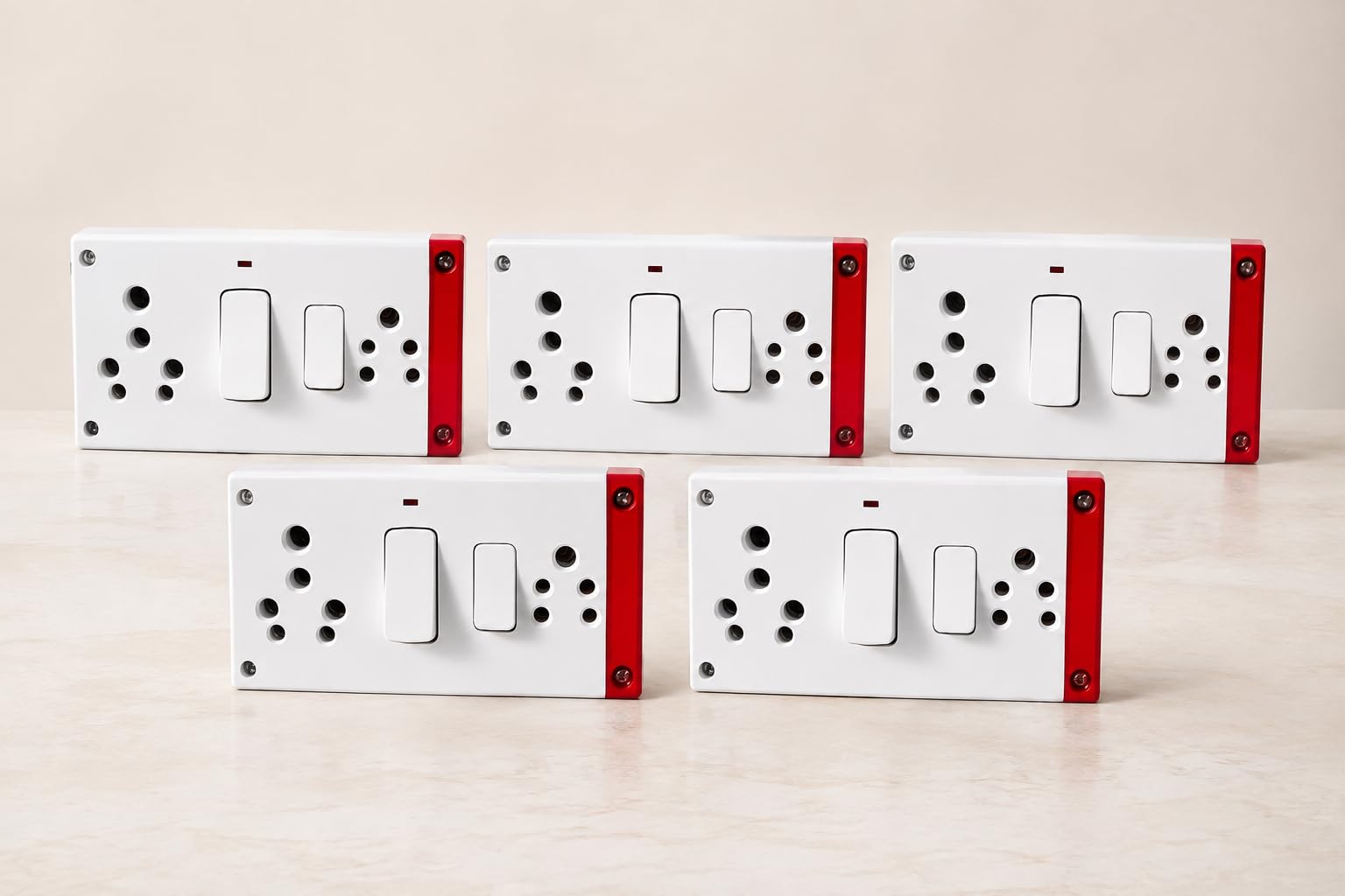 (Pack Of 5) Combined Box 6/16A 2 Switch 2 Universal Socket Board with,1 Indicator, Heavy Duty Wall Mounted, Premium White Switch Board for Home, Bedroom, Living Room, Office and Shop-picture-21