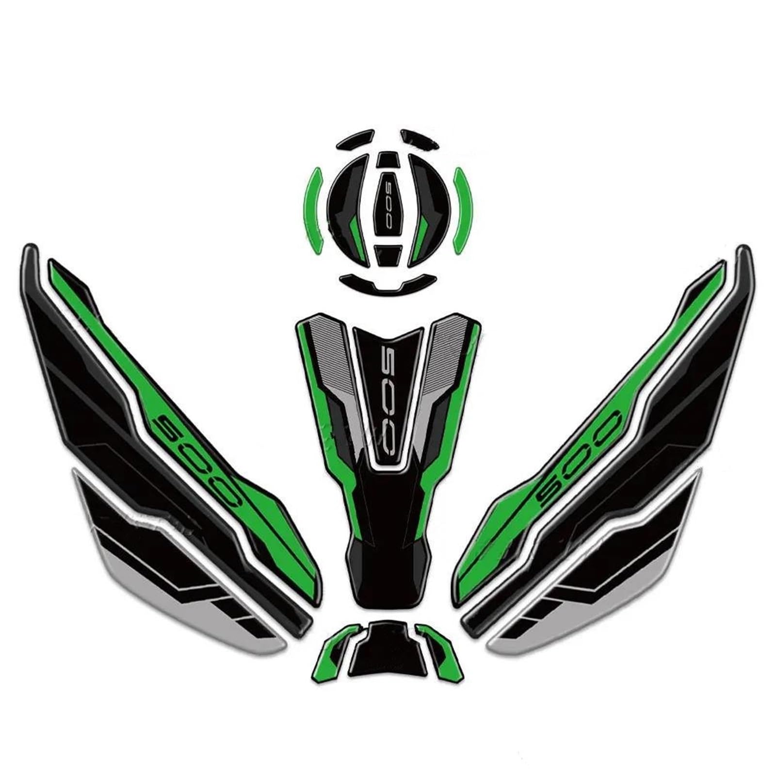 Adesivi per paraserbatoio Adesivo Serbatoio Carburante Moto Protezione Serbatoio per K&awasaki per Ninja 500 Z 500 Z500 2024 Adesivi Decalcomanie(Verde,X1)
