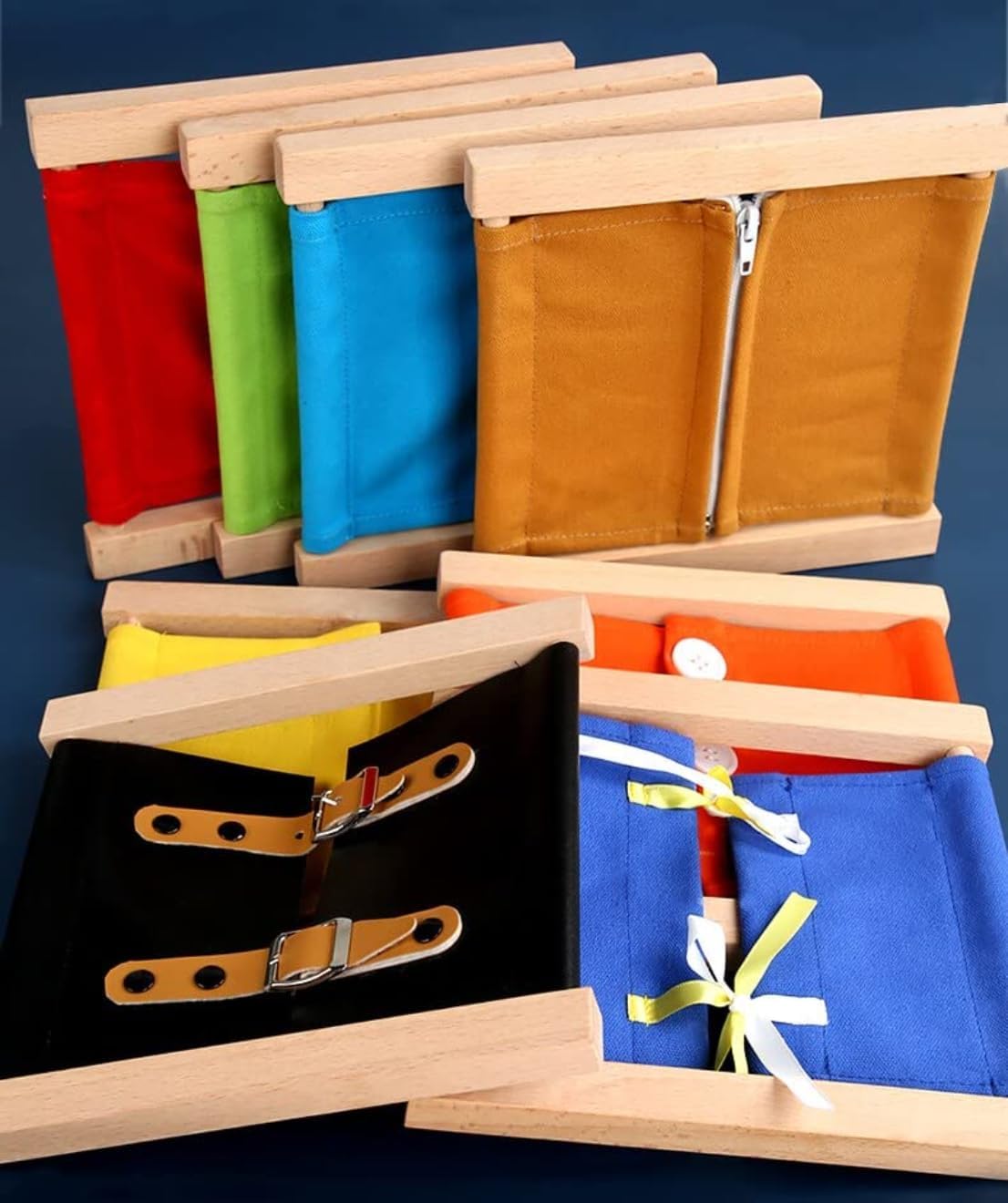 Kids Toy Montessori Baby Dressing Frame Practical Life Teaching Learn Educational Preschool Training Life Skill Zipper Button Lace Bowknot Teaching Aids