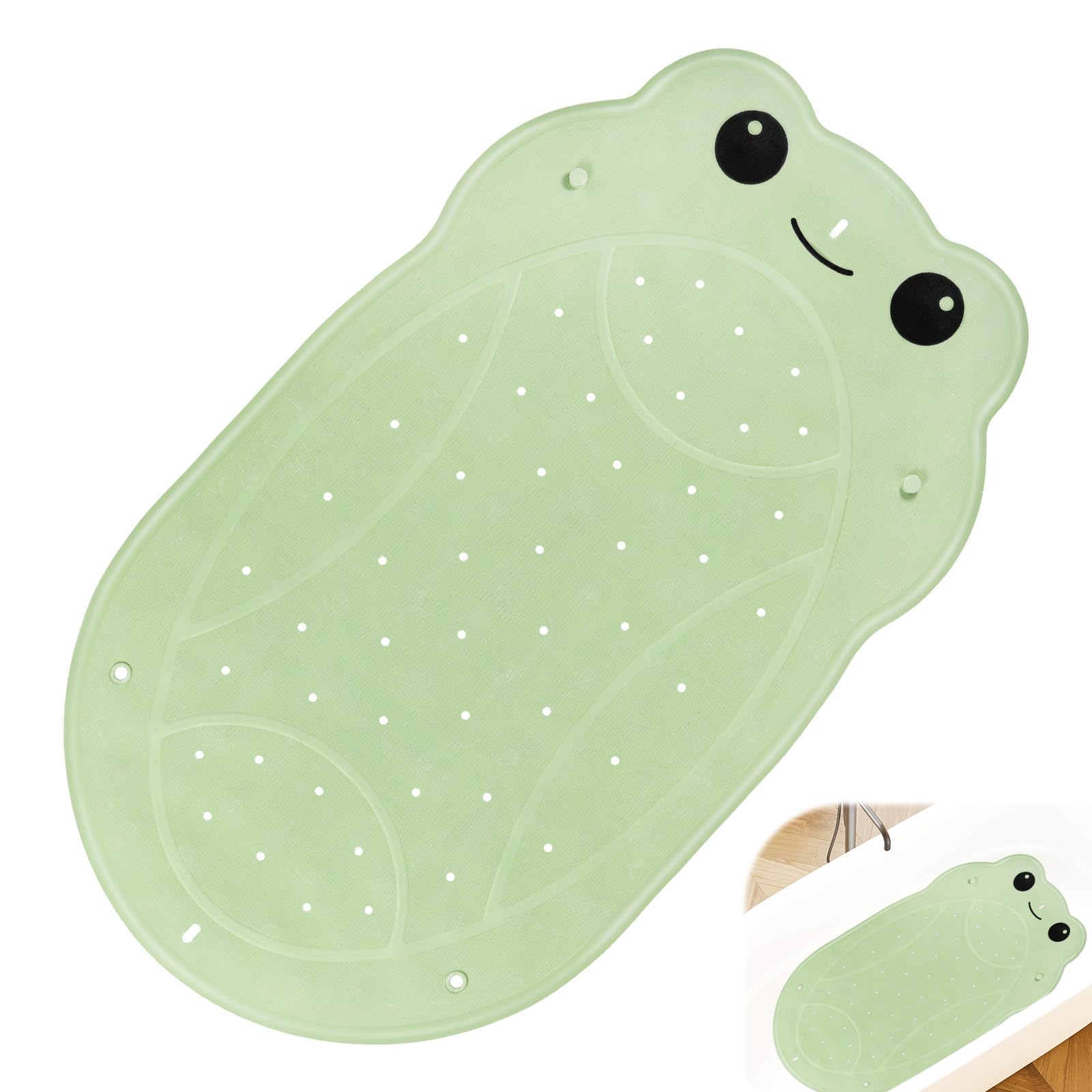 TranRantic Non Slip Bath Mat for Kids 75 x 45cm Frog-Shaped Bath Mat Non Slip Anti Mould