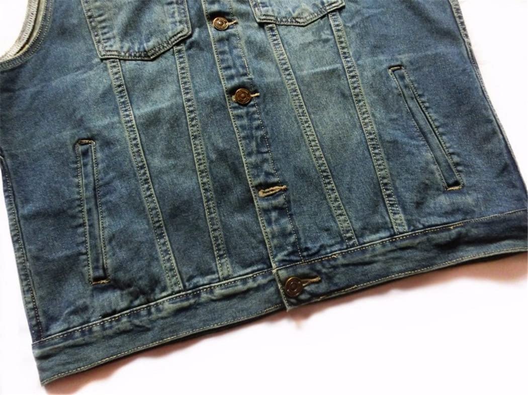 Gilet in denim, Blu Jeans Moto Vest, Biker Blue Jeans Giacca senza maniche, Punk Cowboy Gilet