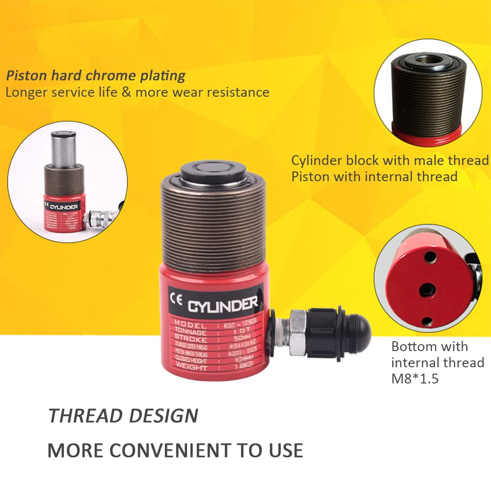 RCS-30 Cilindro Idraulico ad Azione Singola a Bassa Altezza con capacità di 30 tonnellate, Porta Singola, per Acciaio, Ponte, macchinari e Altre industrie,Stroke 50mm