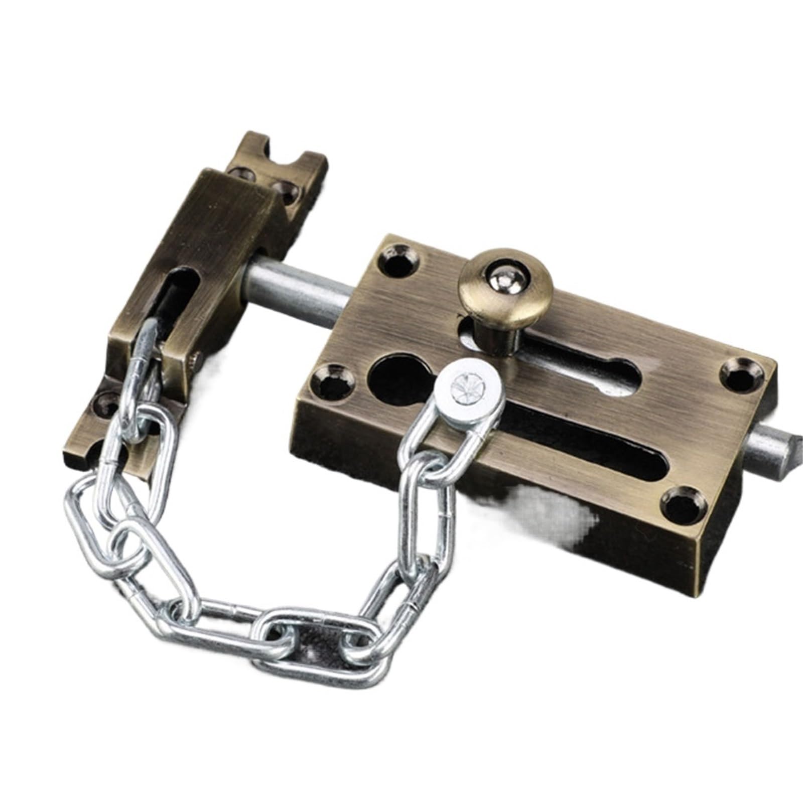 Security Guard Door Chain Alloy Hotel Home Window Safety Sliding Bolt Lock Antique Latch Hardware for Door(Bronze)