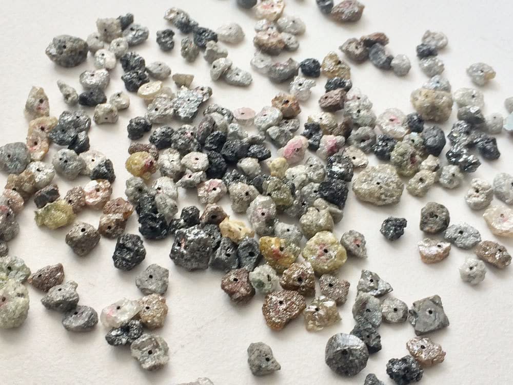 5-8 mm Multi diamenty, wiele nieoszlifowanych diamentów wywierconych, naturalny surowy diament, nieoszlifowany diament, wiele diamentów na biżuterię (opcje od 5 sztuk do 25 sztuk), 5 MM - 8 MM