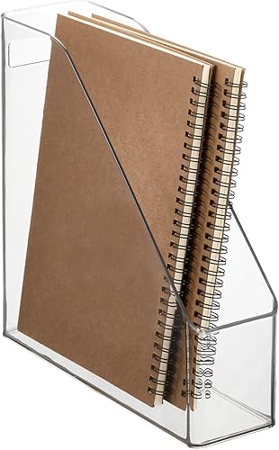 Miniatura 5 de mDesign Carpeta organizadora de archivos vertical delgada de plástico con asa, para guardar cuadernos, carpetas, sobres, revistas para oficina en