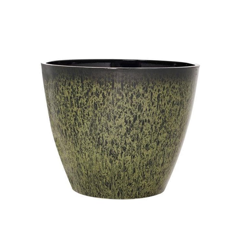 shopior Florence Planter Round- Decorative Outdoor & Indoor Plant Pot, Heavy Duty Weatherproof Flower Planter | Large Plastic Garden Pot for Patio, Balcony & Home Decor - (1, 31cm-Dappled Green)