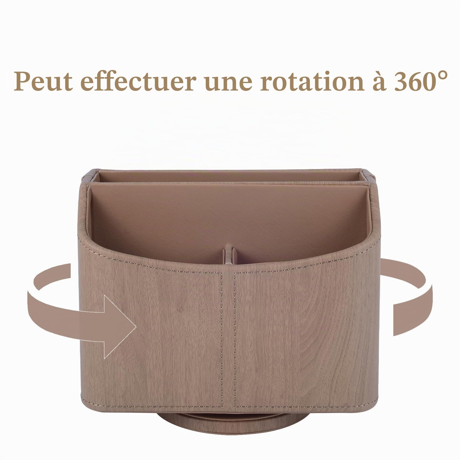 Support pour télécommande pivotant à 360 degrés, organisateur multifonctionnel en similicuir PU pour table de nuit, 5 pièces - Organisateur de bureau pour iPad Mini/Stylo/Téléphone/Médias