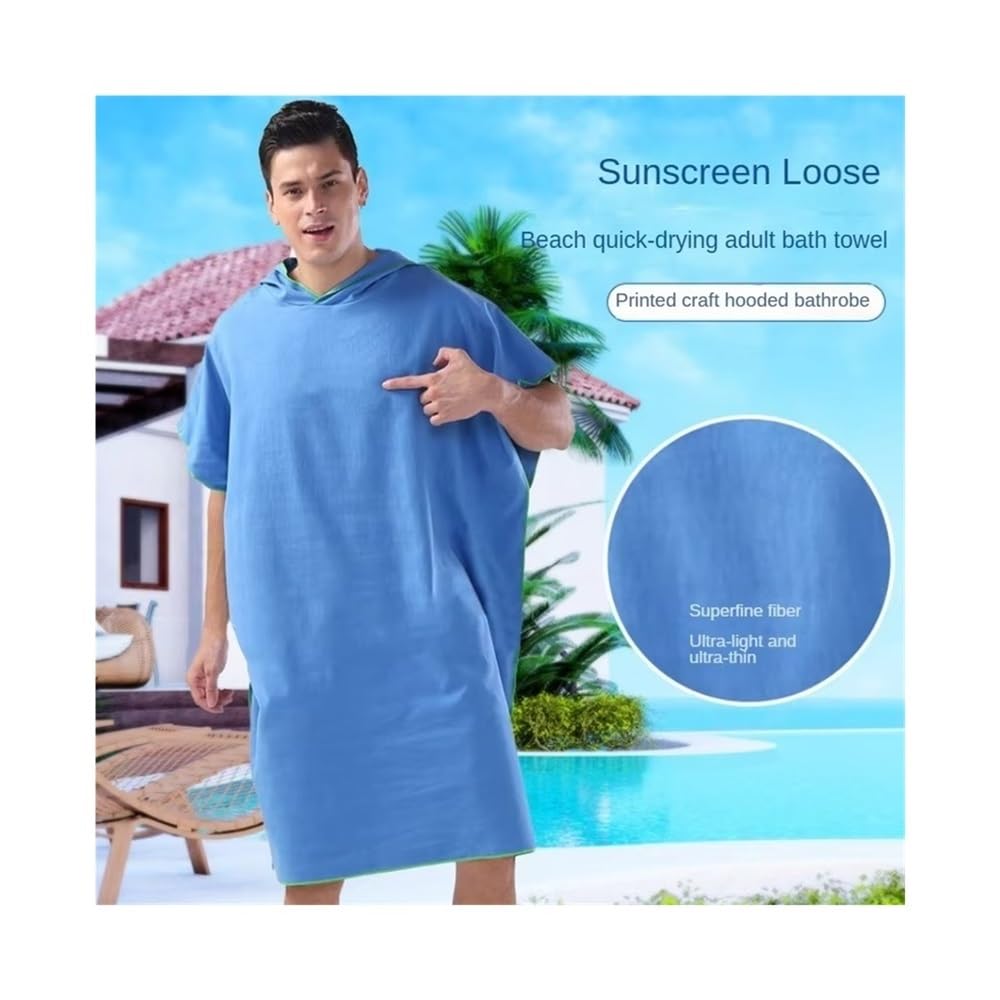 Surf Poncho Wickeltuch Kapuzenmantel Mikrofaser Stranddecke Badetuch (blau)
