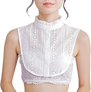 Ainial つけ襟 白 ハイネック フリル レース 付け襟 レディース シャツ襟 インナー襟 重ね着 おしゃれ エレガント フォーマル カジュアル つけえり 偽襟 フェイク襟 通勤 通学 可愛い つけ衿 付け衿
