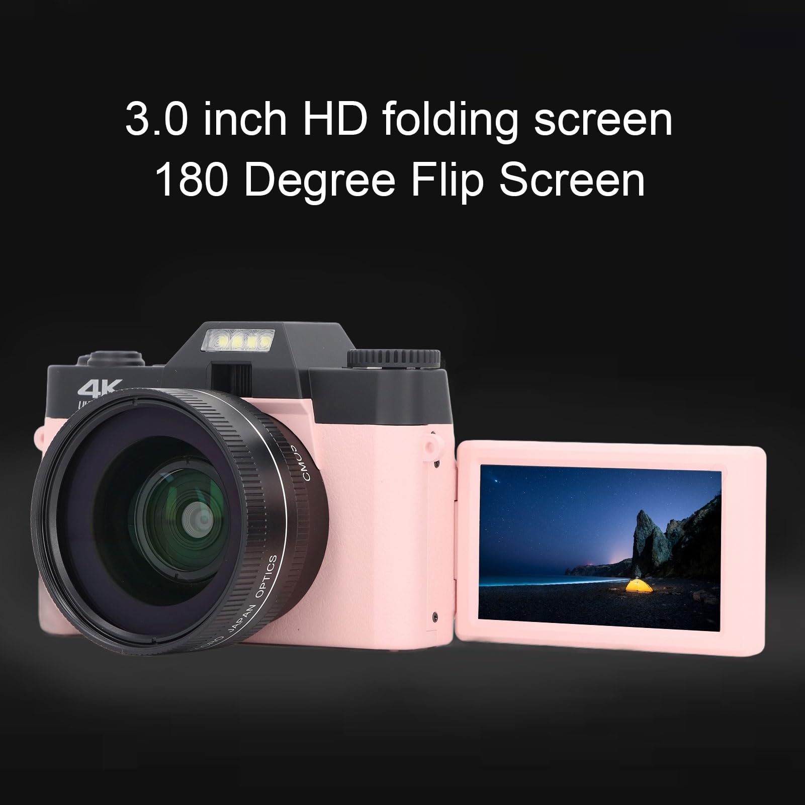 SIXRUN Fotocamera Digitale 4K Messa a Fuoco Automatica Fotocamera da 48 MP Zoom 16X WiFi Fotocamera da Viaggio con Schermo Ribaltabile da 180 Gradi ()