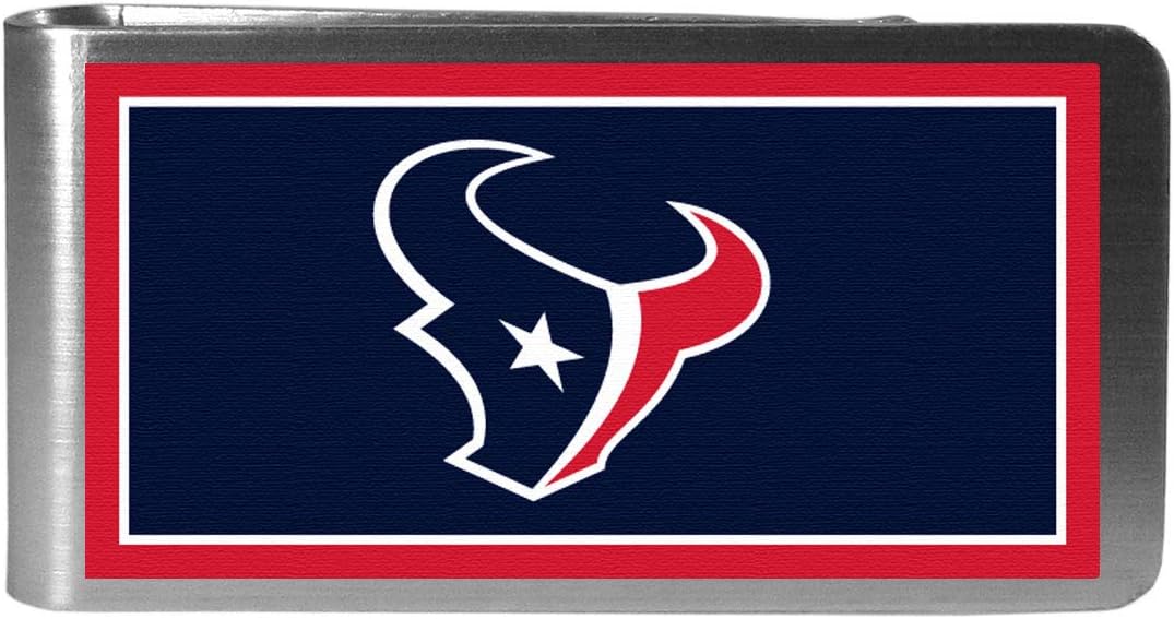 Siskiyou Sports NFL Houston Texans Leather Bi-fold Wallet & Color Money Clip, Black, One Size