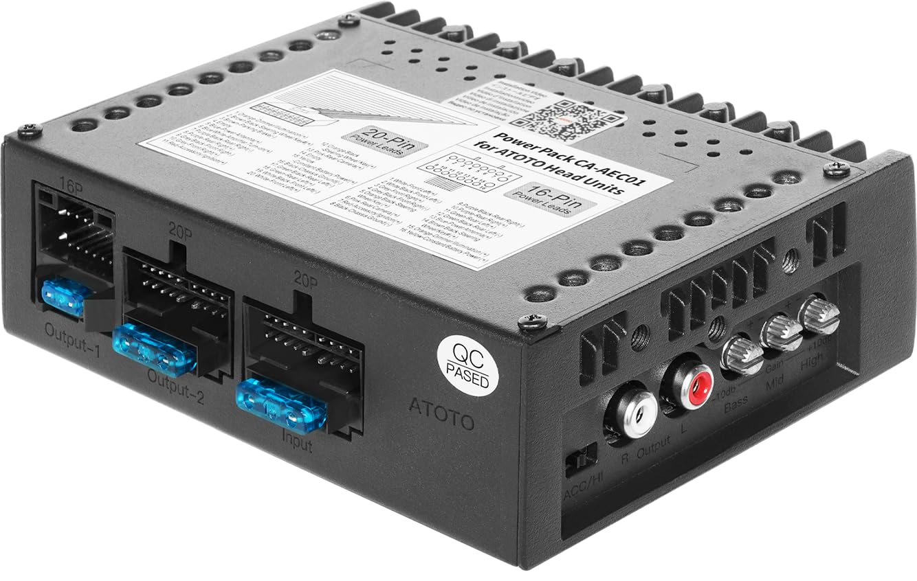 ATOTO CA-AEC01 Amplificador de Coche, 4 Canales, Potencia máxima de 400 vatios, 2/4 ohmios Estable, Clase A/B, Solo Compatible con estéreos de automóvil ATOTO seleccionados