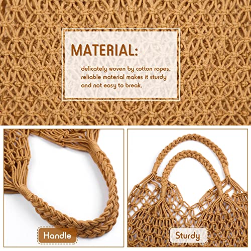 Travel Beach Fishing Net Handbag Woven Shoulder Bag Cotton Rope Macrame Mesh Beach Bag Crochet Knit Purse for Women3