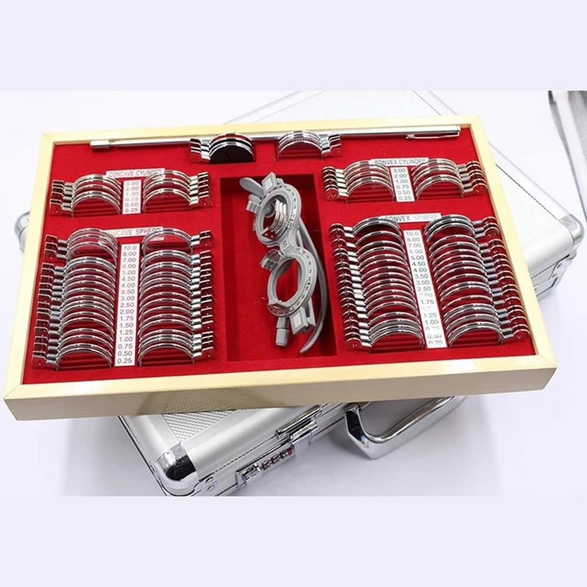 Kit Optométrie Professionnel - 266 Verres D'essai En Métal, étui Aluminium - Pour Opticiens, Cliniques, Compatible IRM - 2