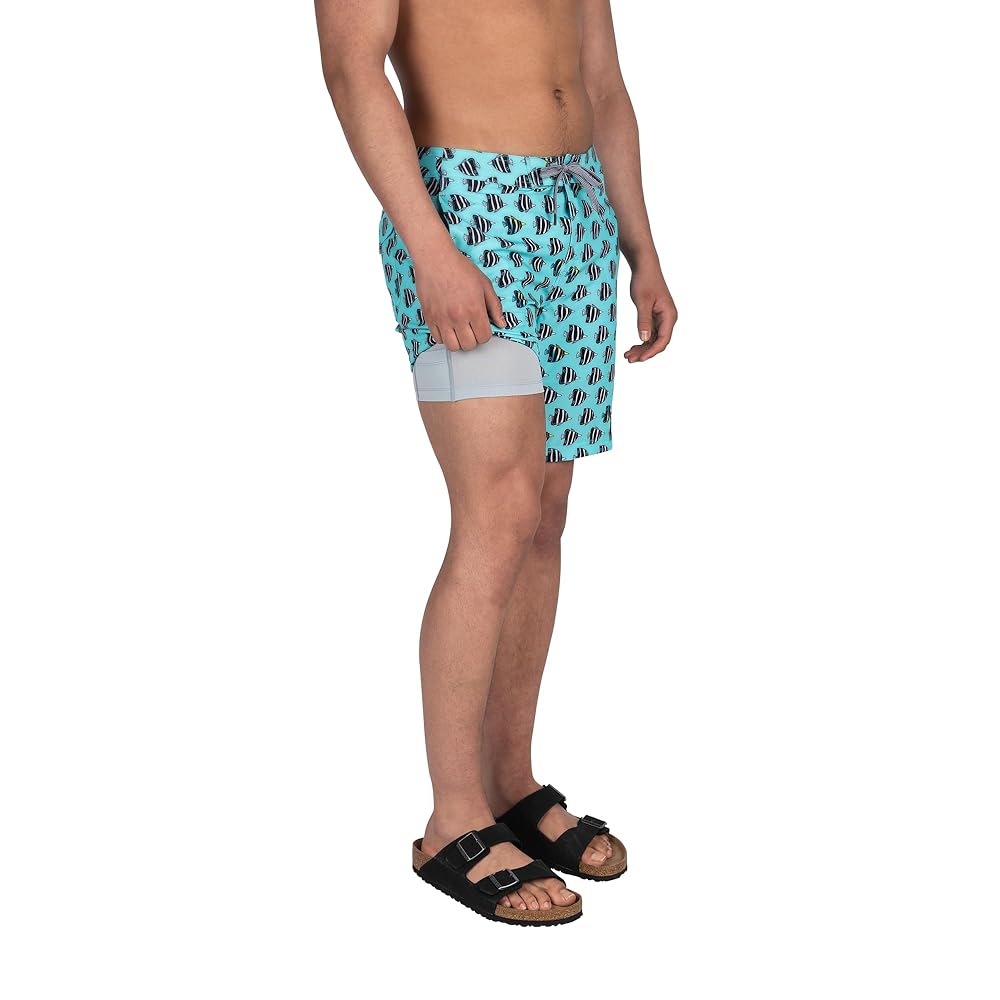 AQUX Bulge Swim × SURF Silver SAXX Underwear Co. Men's Betawave 2N1 Boardie 19