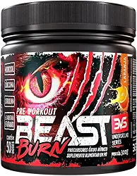 3VS Nutrition Pré-Workout Beast Burn 300g – Suplemento Pré-Treino Fórmula Única com Cafeína, Beta Alanina, L-Carnitina, Citrulina, Morosil® e Cúrcuma – 50 Doses 300gr Sabor Laranja