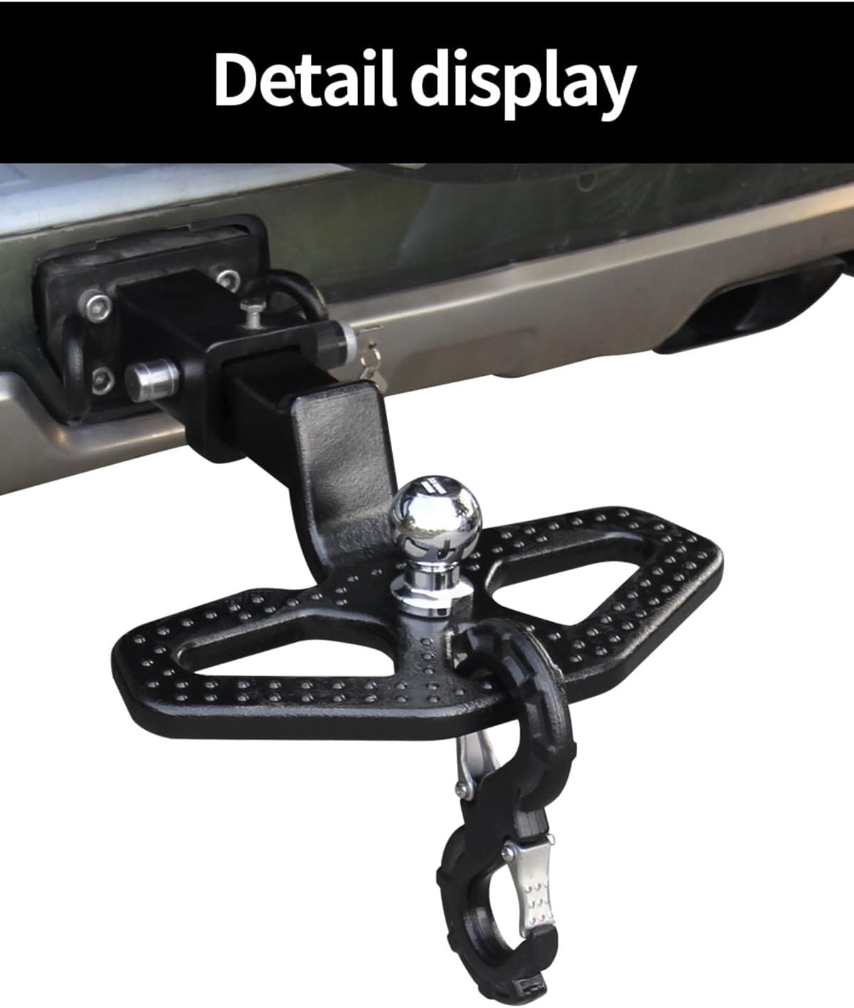 2" Heavy Duty Trailer Hitch Step with Removable Ball - 6000lbs Capacity, Bumper Guard Steel Construction, U-Shaped Stabilizer & Lock - Fits Trucks, SUVs, Pickups