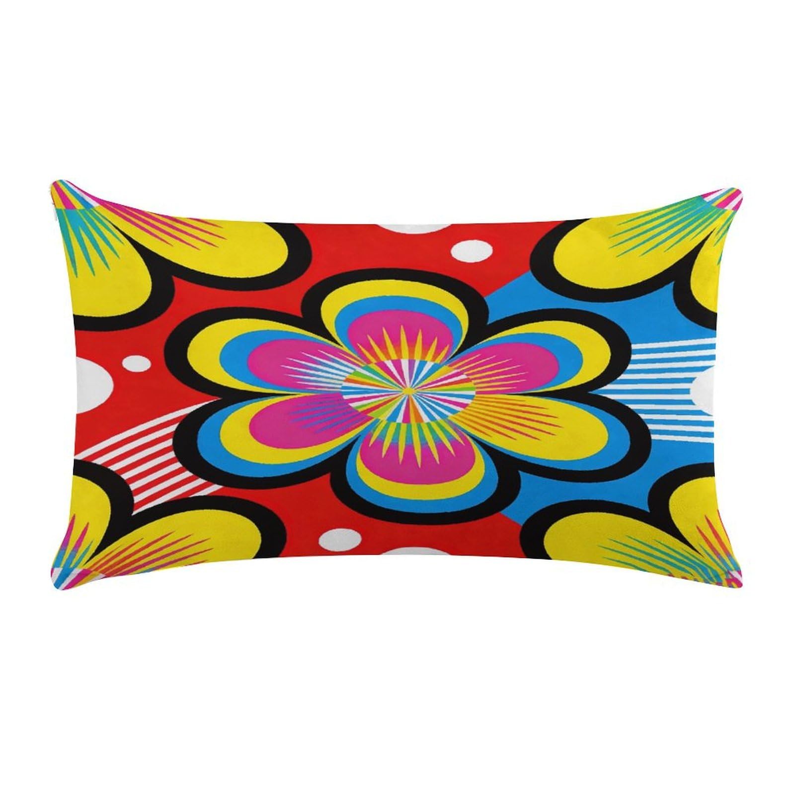 Fodpand Style Neon Flower Core Pillow Cases Set Of 1 Extra Soft Pillow Protectors With Hidden Zipper Perfect For Hotels, Guest Rooms,Bedroom 12X20 Inches Pillows Not Included