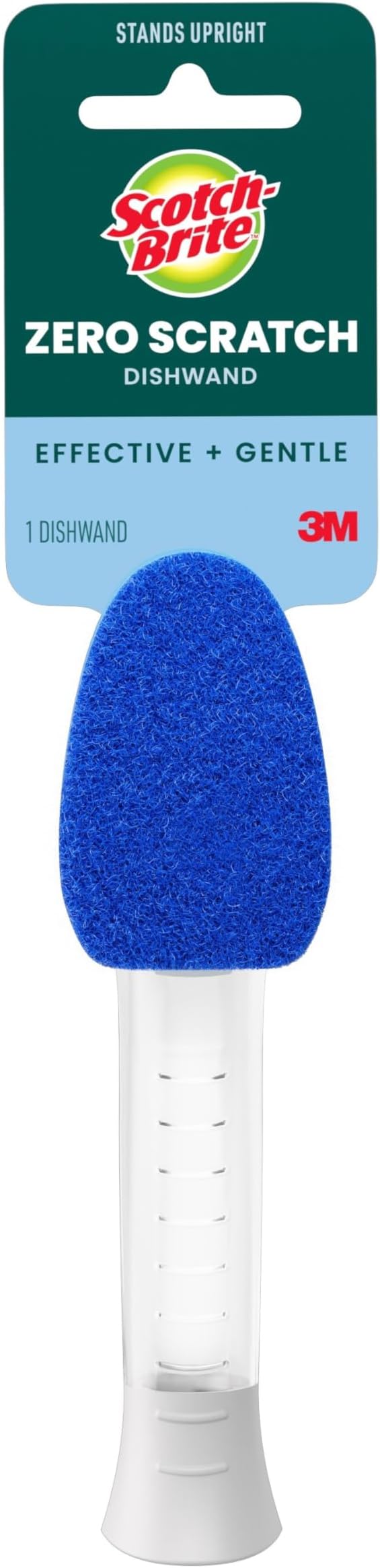 Scotch-Brite Zero Scratch Dishwand, Dishwasher-Safe Scrub Wand with Built-in Scraper, Gentle Scrubbing Power, Stands Upright, 1 Pack