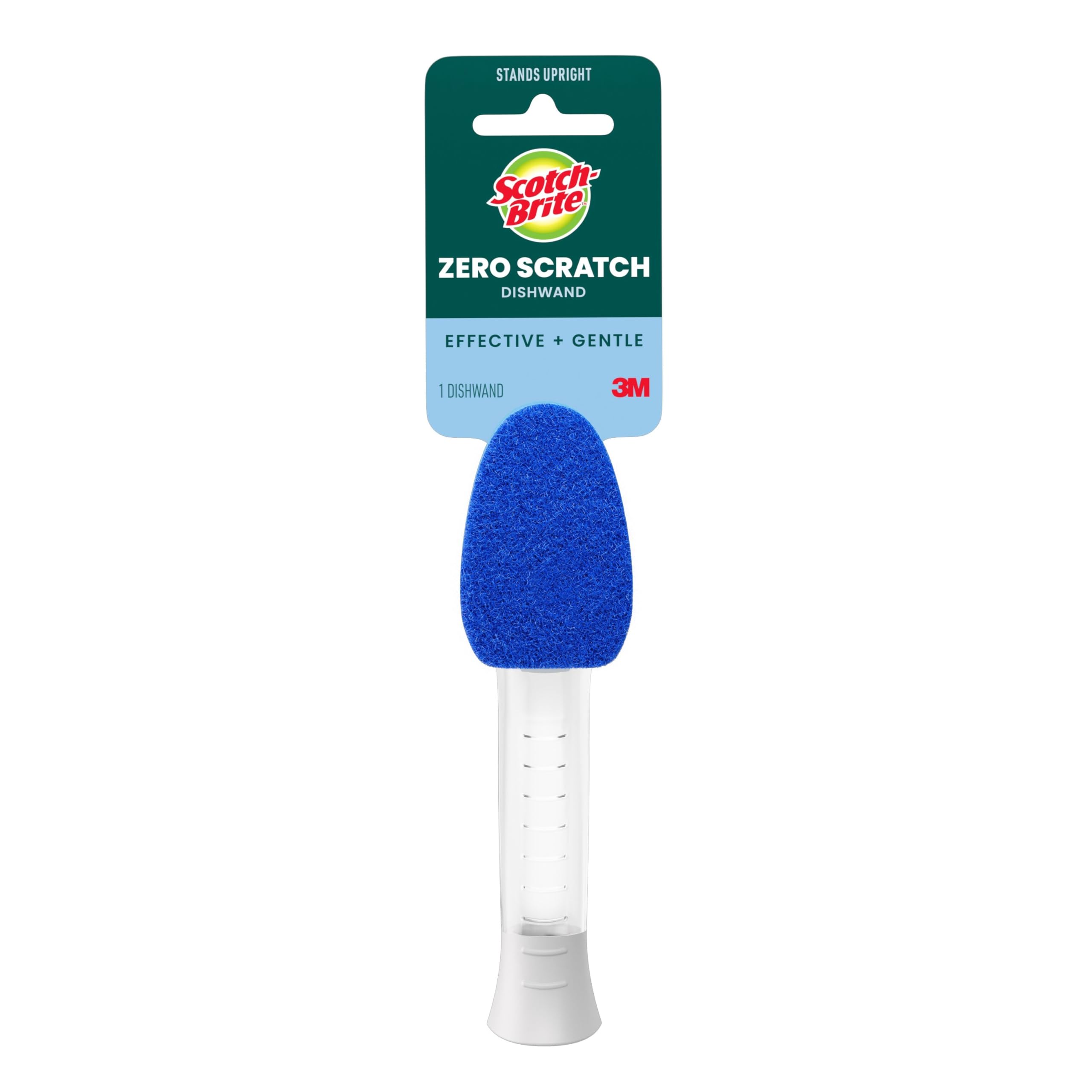 Scotch-Brite Zero Scratch Dishwand, Dishwasher-Safe Scrub Wand with Built-in Scraper, Gentle Scrubbing Power, Stands Upright, 1 Pack
