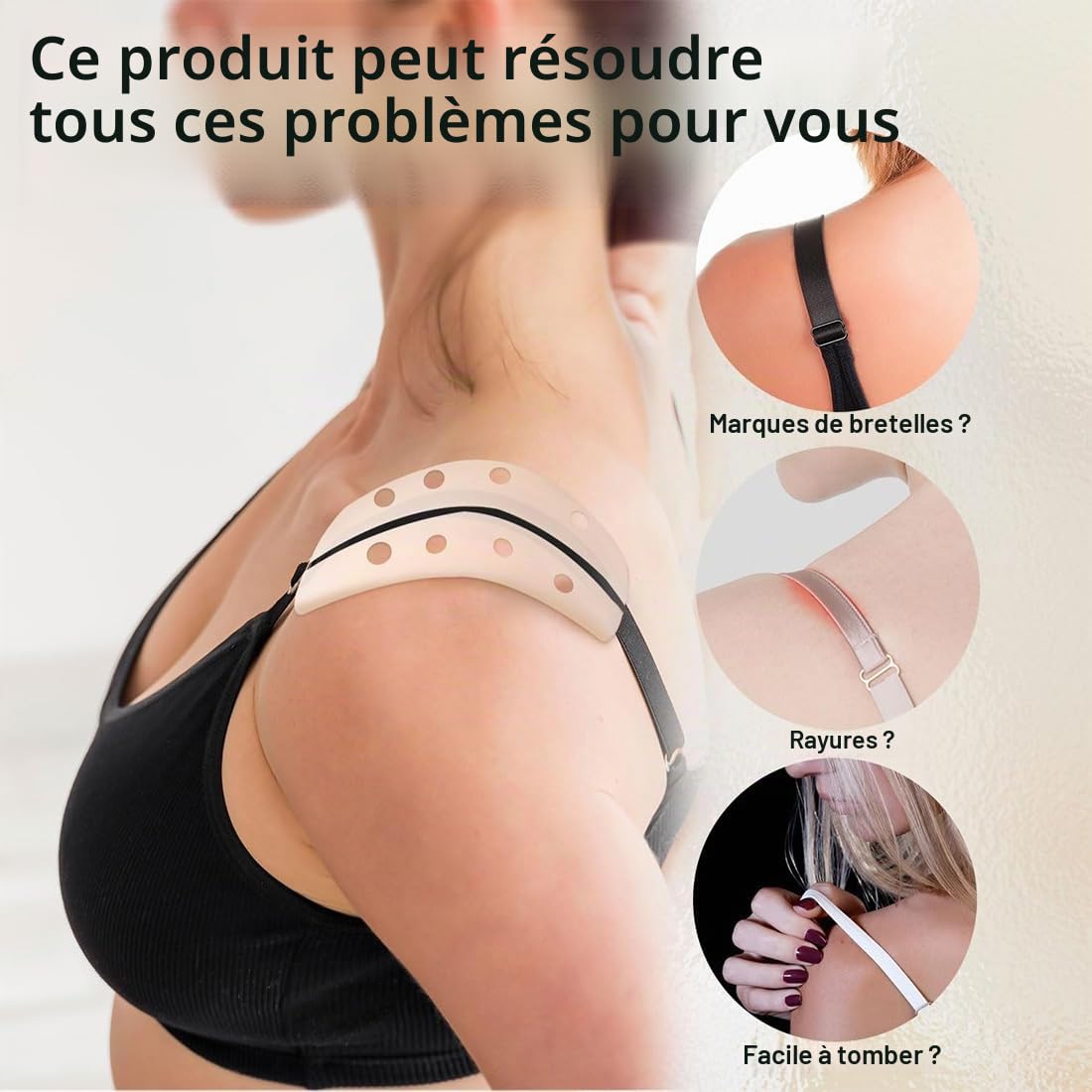 6 pcs Anti Glisse Bretelles Soutien Gorge, Silicone Antidérapant, Soulagent La Douleur des Épaules, Couleur De La Peau