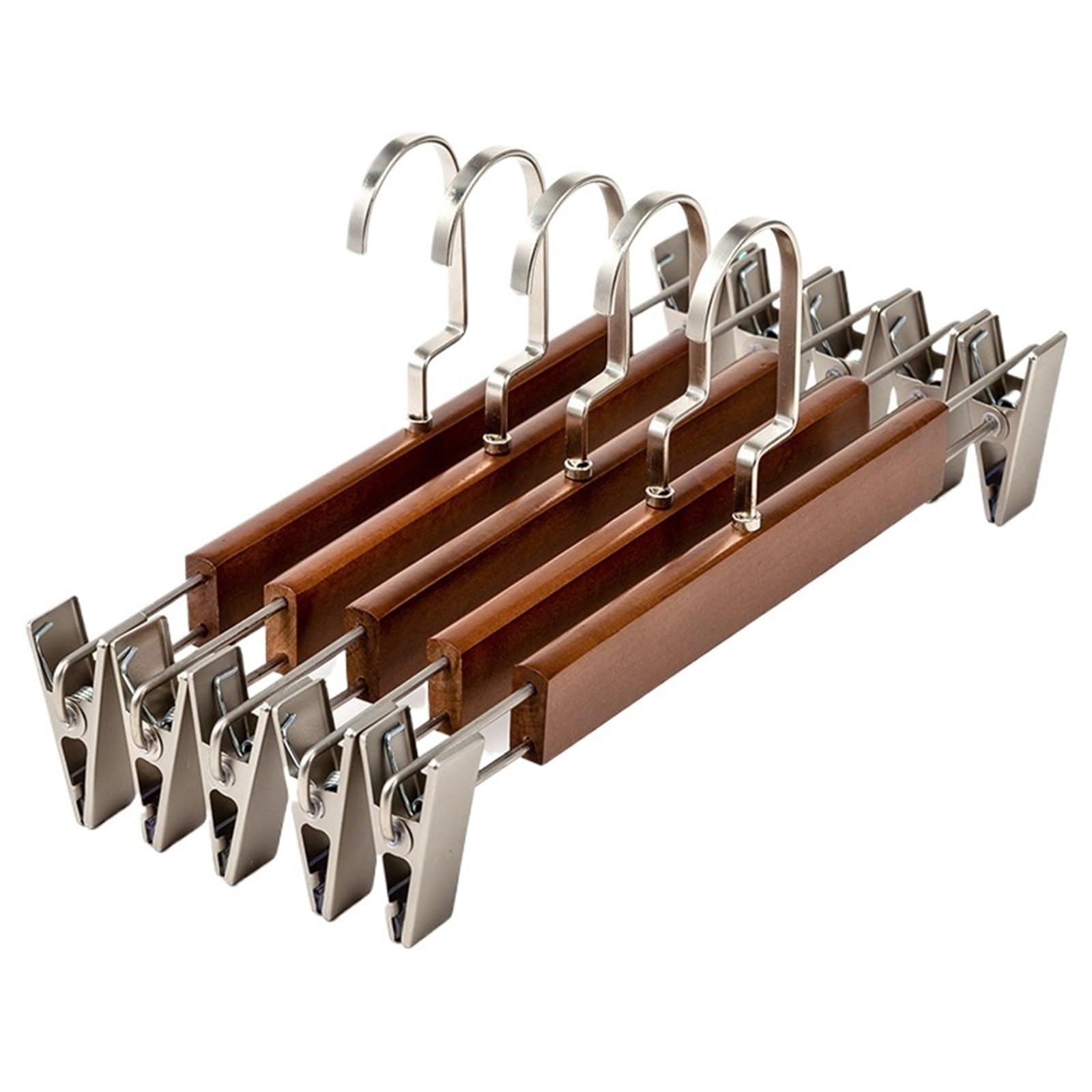 Hangers With Clips 10pcs/Solid Wood Pants Rack Clip Skirt Household Support Non-slip And Non-marking Strong Clothing Store Hanger(Light Grey)