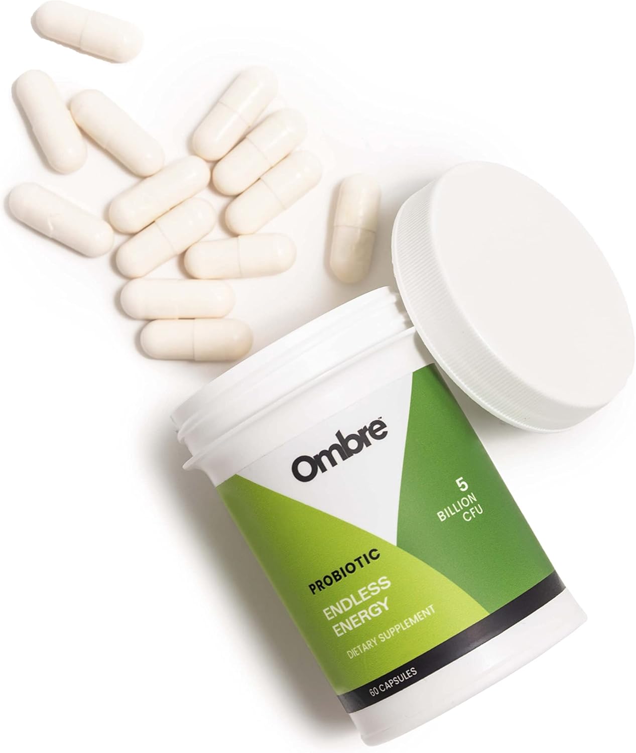 Ombre Endless Energy Probiotic Supplement, Supports Natural Energy Production, Memory, Focus & Gut Health, 12 Billion CFU, Shelf-Stable, 30 Servings