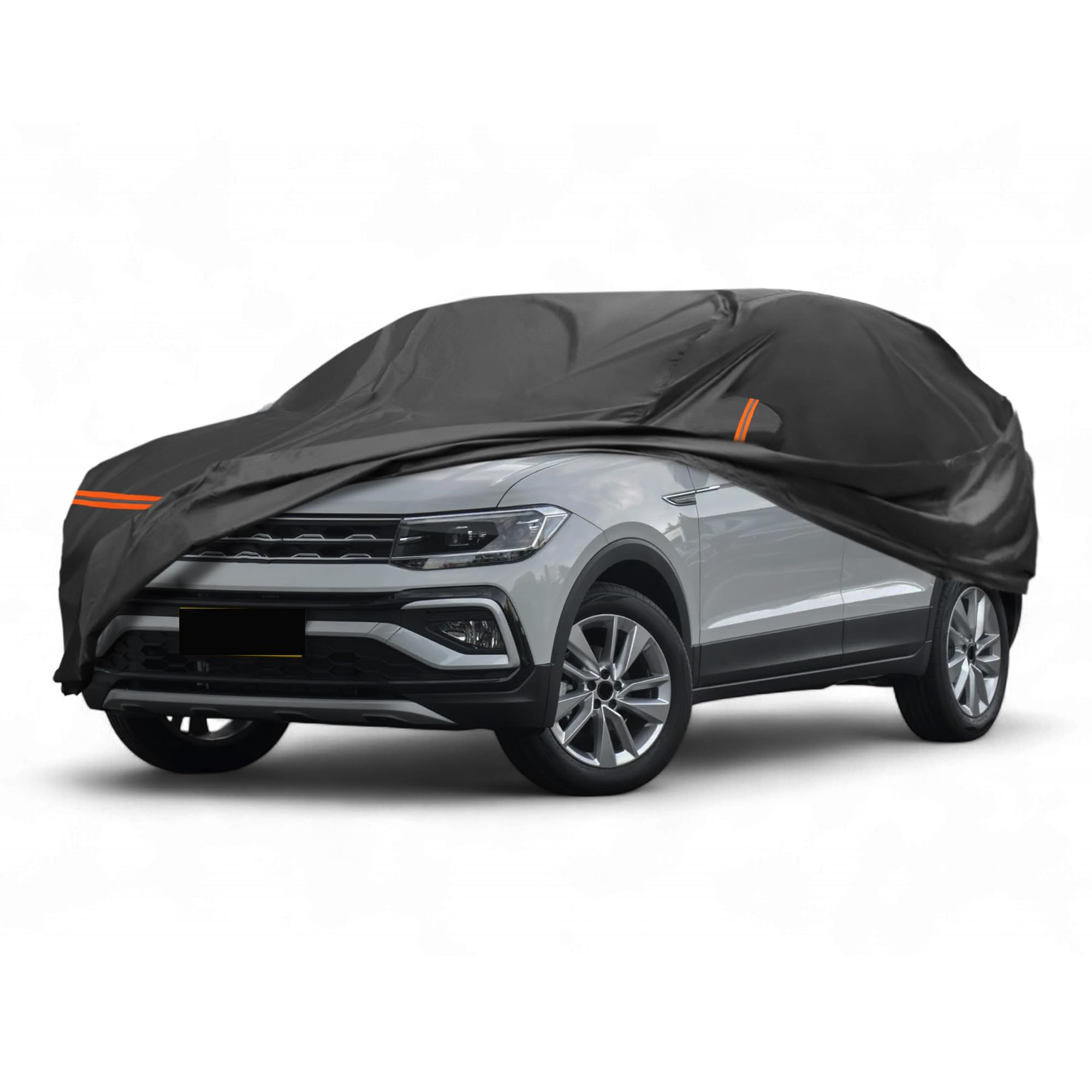 A ABSOPRO Funda De Coche para VW T-Cross 2018-2024 1Pc Negro Impermeable | Peva, Algodón Spunlace, Impermeable, A Prueba De Viento, Cremallera, Transpirable, Exterior, Todo Clima