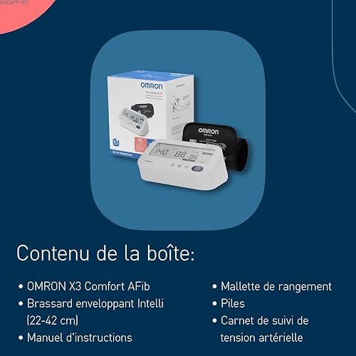 OMRON X3 Comfort AFib, Clinically Validated Upper Arm Blood Pressure Monitor for Home Use, Intelli Wrap Cuff Included (22-42cm), AFib Detection, Blood Pressure Machine with 3X Measurement Function - 7