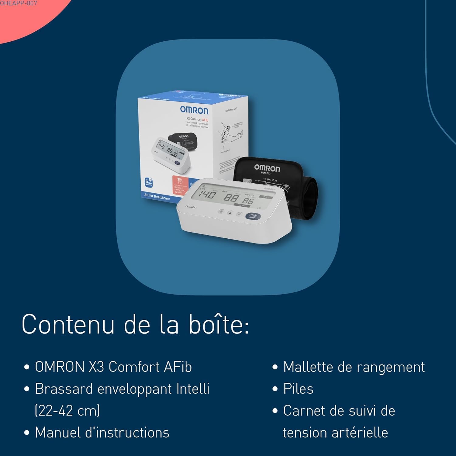 OMRON X3 Comfort AFib Appareil tension artérielle bras – Tensiomètre brassard validé cliniquement – Tensiomètre Bras OMRON avec détection de la fibrillation auriculaire (AFib), mémoire 2 personnes