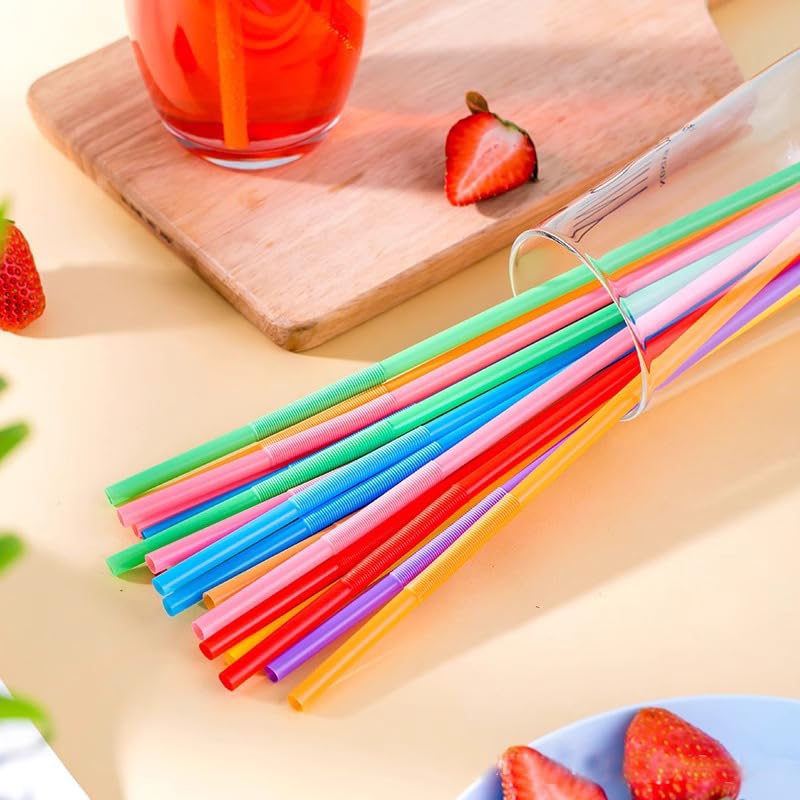 100 pitillos plásticos flexibles de 32.5 cm miniatura 7