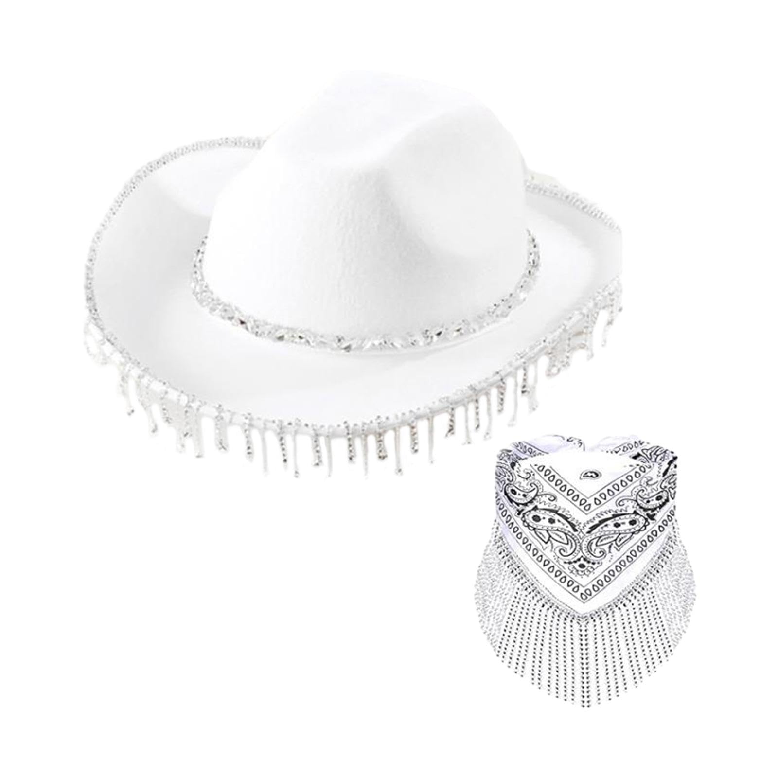 myaddiction Western Cowboy Cowgirl Hat Bling Rhinestone Fringe Hat Halloween Costumes White-picture-19