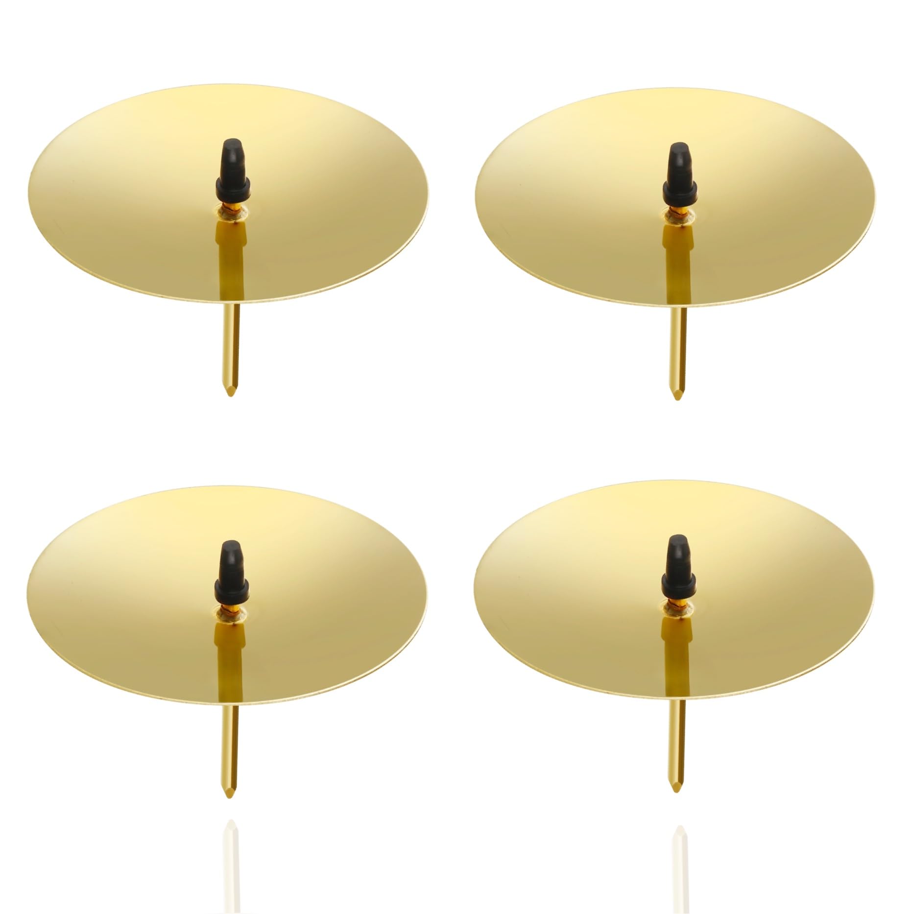 4 x Advent Wreath Plugs 5 cm Candle Holders – Universal for Candles – Candle Plate with Pin – Candle Plug for Advent Wreath Christmas Advent Wreath Holder with Pin (Gold)