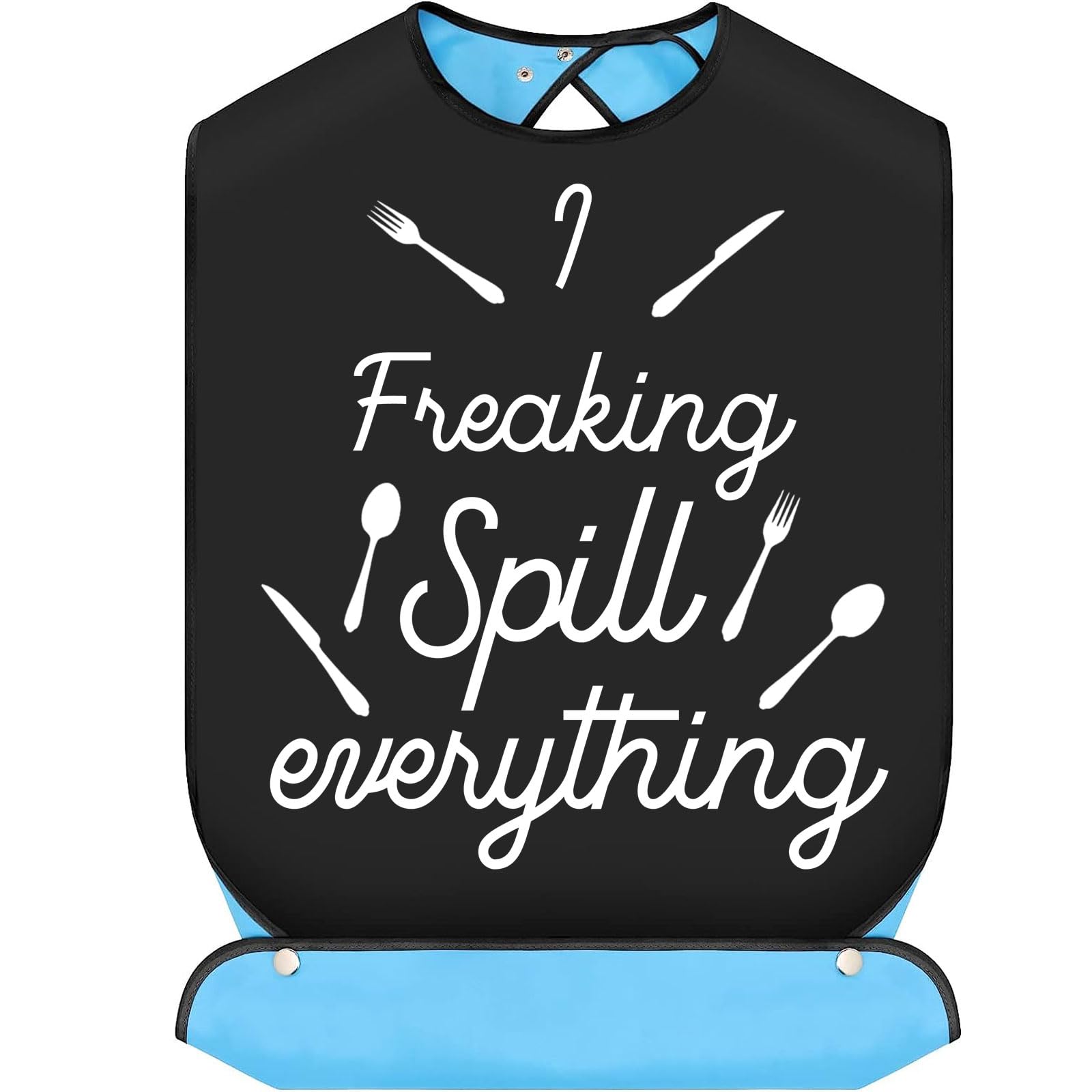 BWWKTOP I Freaking Spill Everything Adult Bibs With Crumb Catcher Gag Pranks Bib Adjustable Dining Clothing Protectors (Freaking 2 Spill)