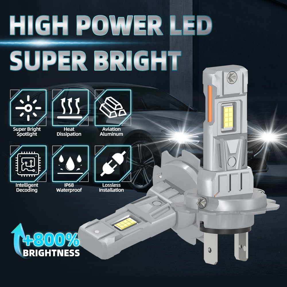 Kit Lampadine LED Per Auto, 120W, 12V 6000K Bianco, Abblaglianti H7, Anabbaglianti H7, Fendinebbia 9006 HB4, Fari LED antiabbagliamento, For Mercedes C-Class W203 2000-2007