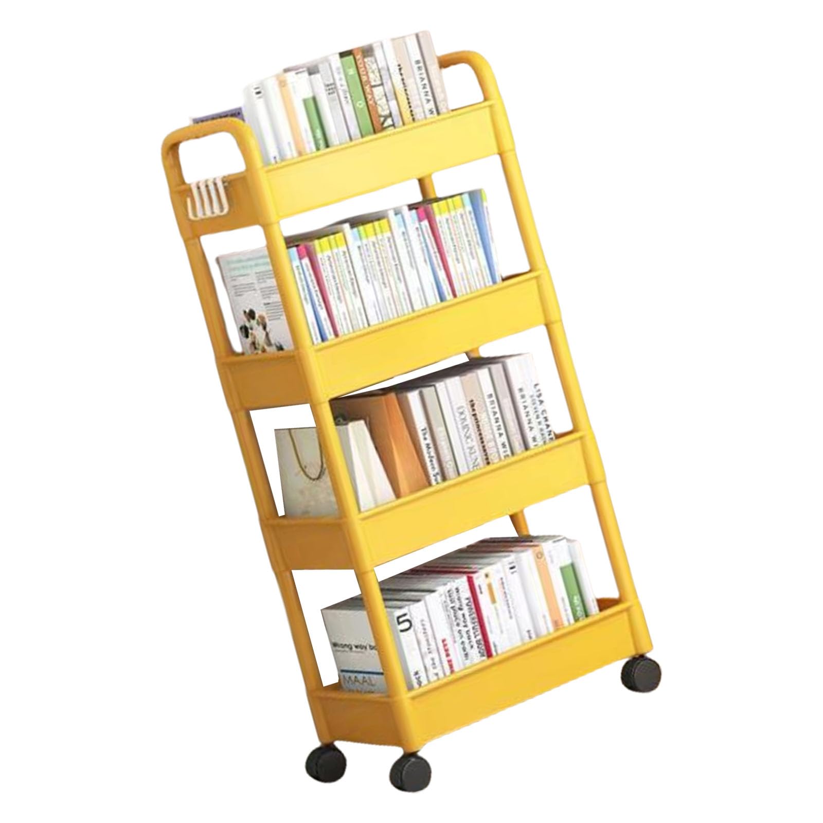 ZWWAAZHF Snacks and Beverages Rack Easy to Assemble Rolling Cart 4 Tiers Trolley Storage Solution for Picnics Movable Shelf for Bedroom Organization