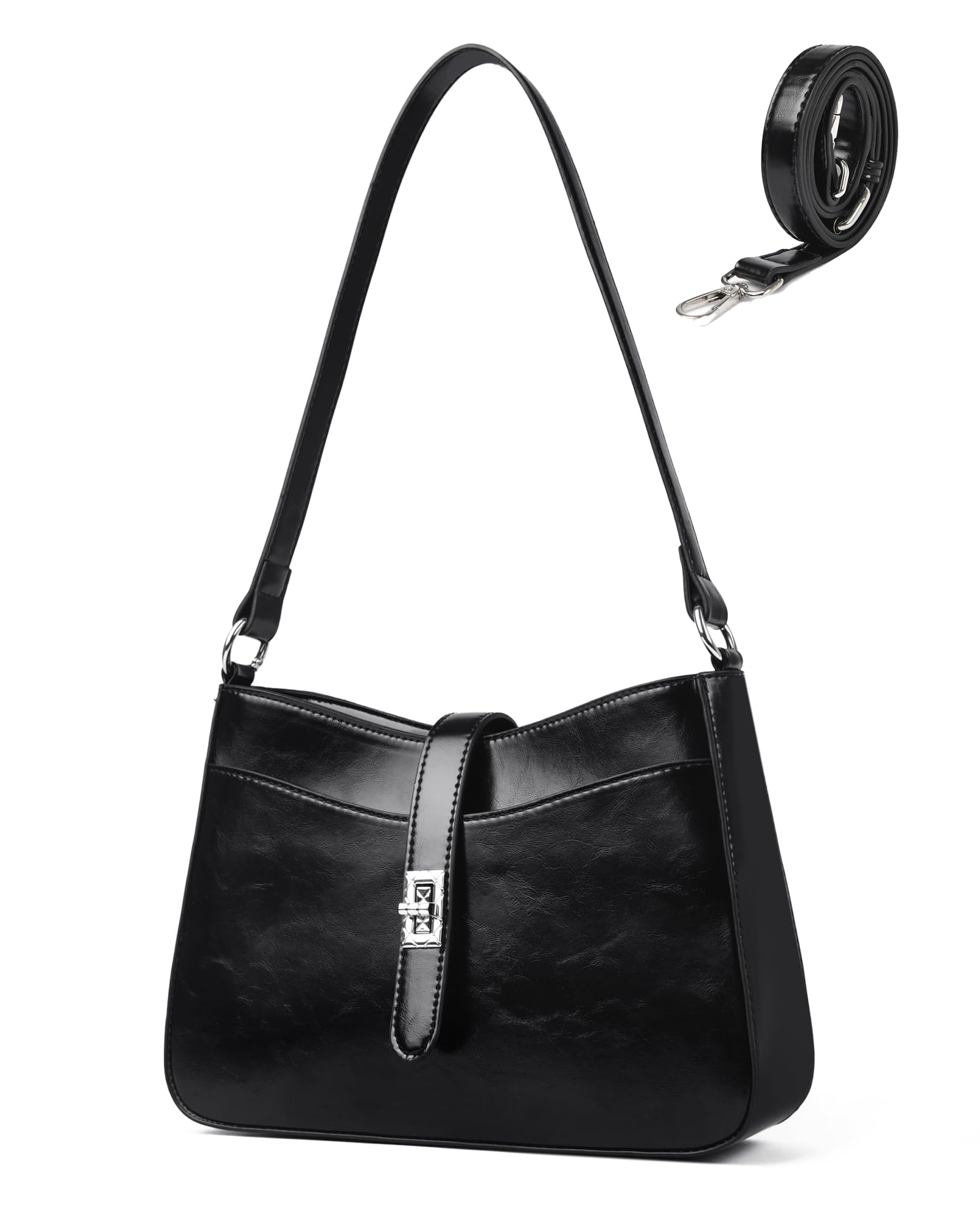 Makukke Handtasche Damen Klein, PU Leder Schultertasche Damen mit 2 Gurten, Klassisch Elegant Umhängetasche Crossbody Bag für Alltag & Part