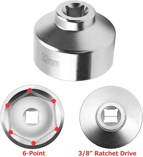 Miniatura 3 de Llave de filtro de aceite de perfil bajo de 1  de pulgada para motores GM Ecotec de 2.2 L, enchufe de 6 puntos de 1.260 in, herramienta de