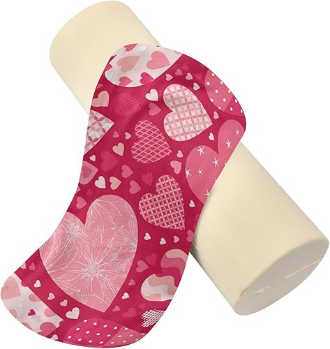 Miniatura 4 de JUNZAN Valentine's Hearts Floral Red Bolster Pillow Headboard Neck Roll Pillow Round Pillow Inserts for Cylinder Pillow Covers with Zipper Cylinder