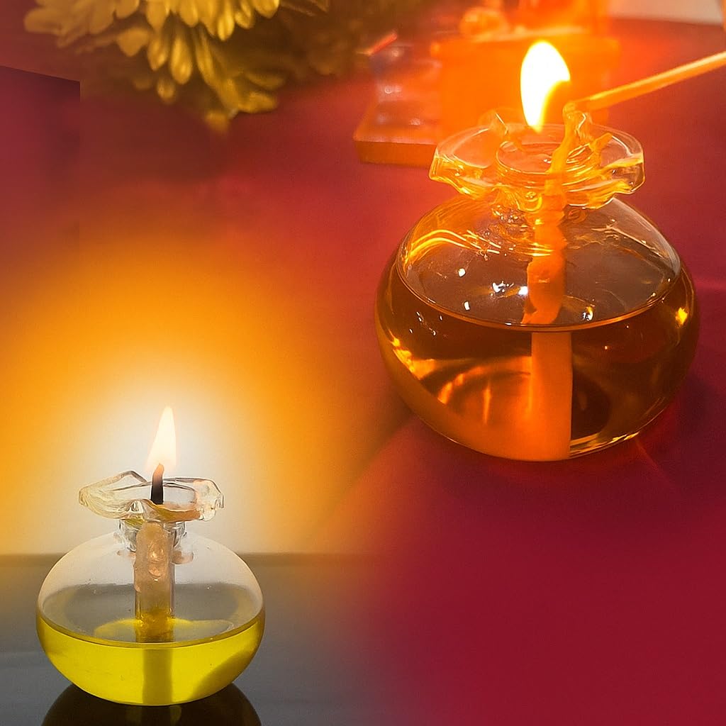 AABHAYA ARTS Glass Chambu Modak Shape Diya | Borosilicate Glass Oil Lamp | Reusable & Eco-Friendly Pooja Diya for Home Mandir, Festivals & Office Decor (Transparent, 6 x 5.5 cm)-image-21