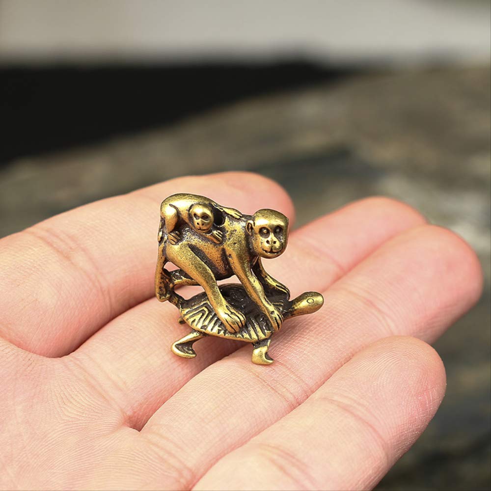 Antyczny brązowy żółw krępujące małpy miniatury figurki ozdoby na biurko dekoracje akcesoria miedź zabawne prezenty dla dzieci