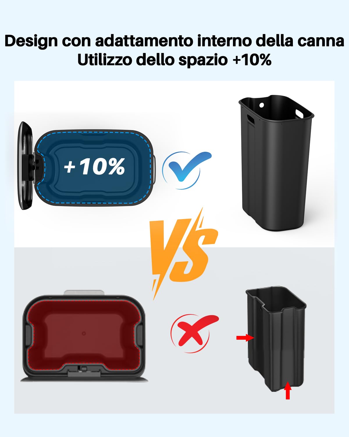 lovewind Cestino Metallico Stretto 30L con Pedale, Coperchio Silenzioso a 90°, Secchio Interno Rimovibile con Doppie Maniglie e Fori per Sacchi, Design Compatto per Cucina, Ufficio, Soggiorno
