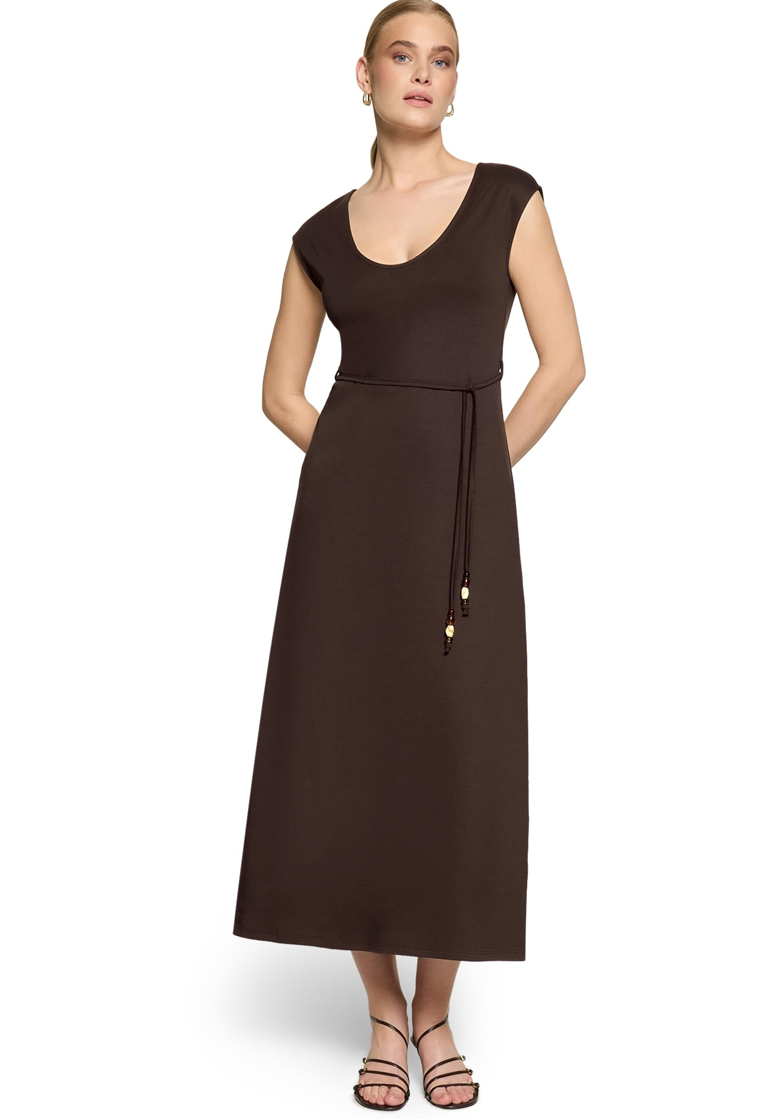 zero Damen Maxikleid mit Gürtel