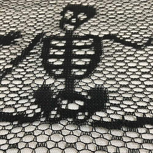 Halloween Table Runner - Gothic Black Lace Skull Skeleton Table Runner For Halloween Masquerade Scary Movie Nights, 20 X 80 Inch #TOP3