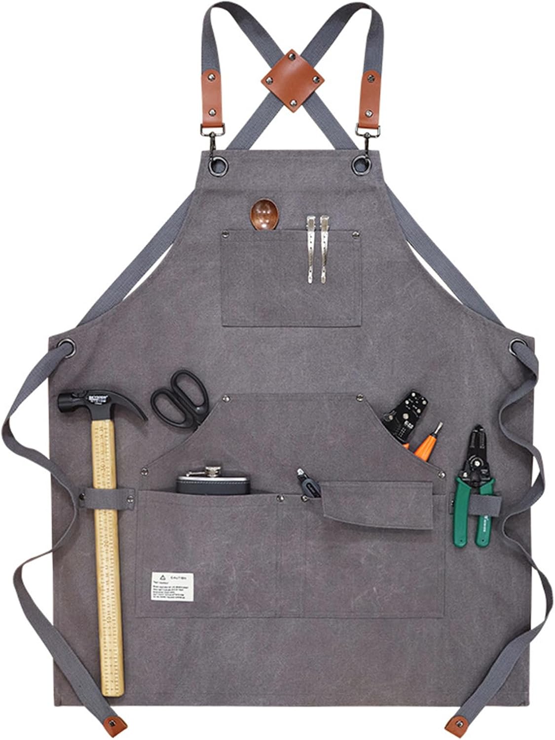 Work Apron With Pockets, Mens Work Tool Apron with Pockets Heavy-Duty Canvas Waterproof Woodworking, Blacksmith