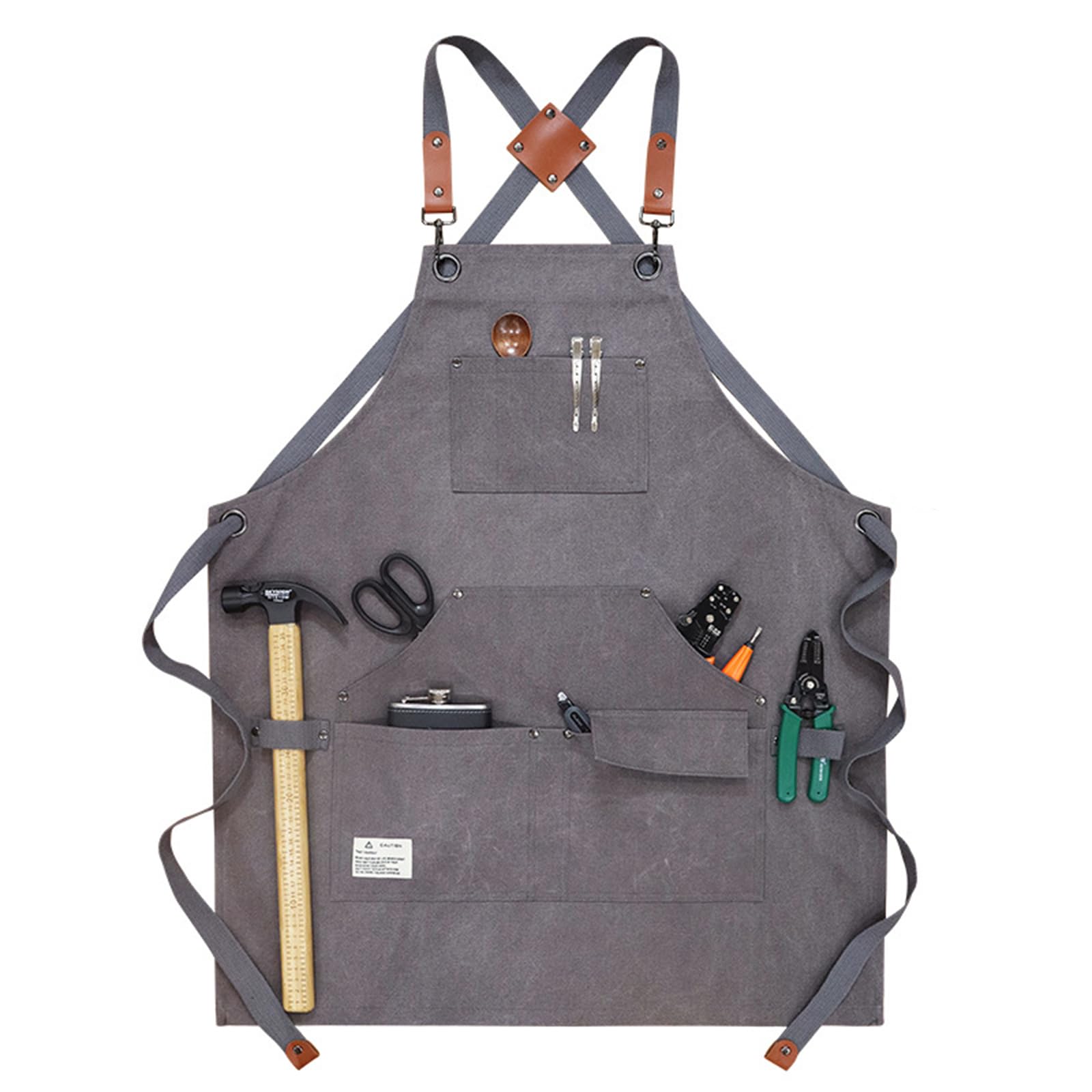 Delantal de trabajo Delantales for hombres, Delantal de herramientas de trabajo for hombre con bolsillos Lona resistente impermeable Carpintería, Herrero