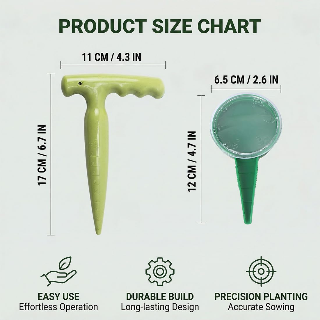 2pcs Piantatore Di Bulbi,Dibber Con Scala Di Misurazione Per Una Piantagione Precisa,Ideale Per La Attrezzi Da Giardino Verdure e Fiori,1pcs Seminatrice Regolabile a Cinque Velocità