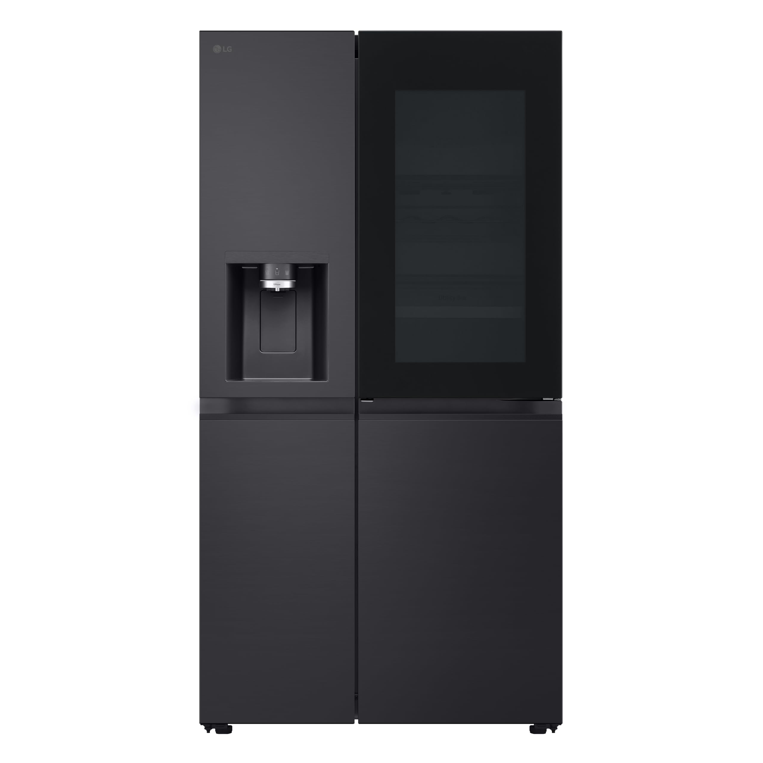 LG GSXE91EVAD Frigorifero Americano InstaView, Classe D, 628 L, Wi-Fi, Dispenser Acqua UVnano Senza Allaccio, Tecnologia Door e Linear Cooling, Acciaio Nero