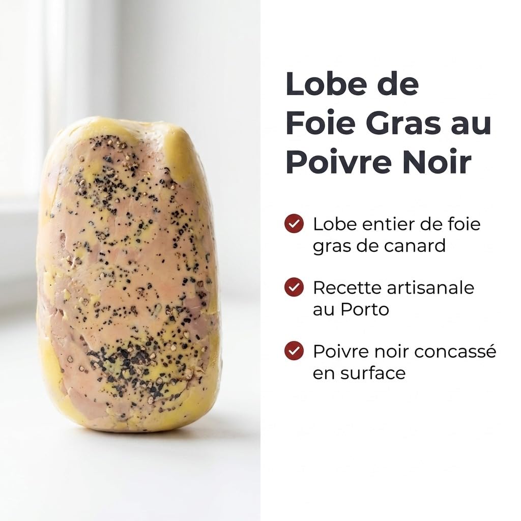 Lobe de Foie Gras de Canard Entier mi-cuit au Poivre Noir 320g