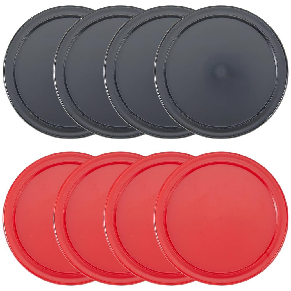CREATCABIN 8 pz. Dischi Air Hockey 6.4cm Dischetti Ricambio Pesanti Standard Plastica Leggeri per Tavoli Attrezzature Set Allenamento trattenimento Accessori per Feste Terni Adulti Rosso Nero